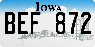 IA license plate BEF872