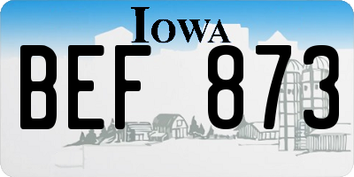 IA license plate BEF873