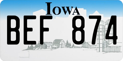 IA license plate BEF874