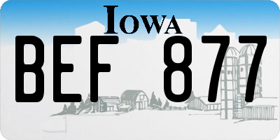 IA license plate BEF877