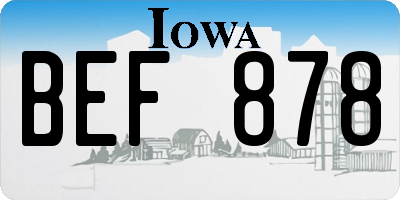 IA license plate BEF878