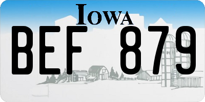 IA license plate BEF879