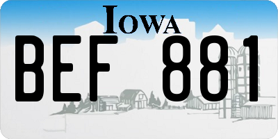 IA license plate BEF881