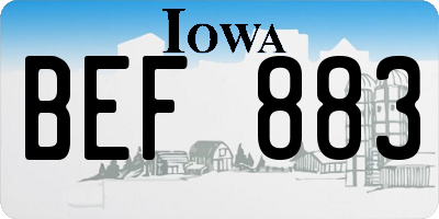 IA license plate BEF883