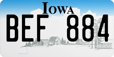 IA license plate BEF884