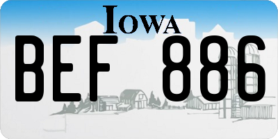 IA license plate BEF886