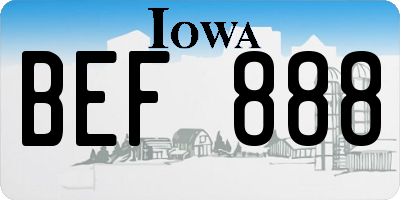 IA license plate BEF888