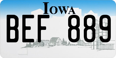IA license plate BEF889