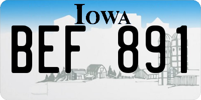 IA license plate BEF891