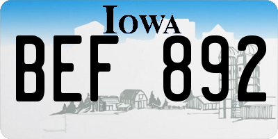 IA license plate BEF892