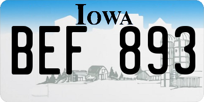 IA license plate BEF893