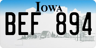 IA license plate BEF894