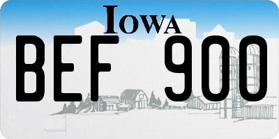IA license plate BEF900