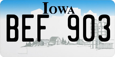 IA license plate BEF903