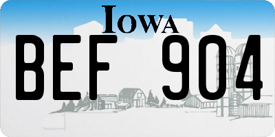 IA license plate BEF904