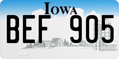 IA license plate BEF905