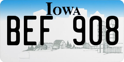 IA license plate BEF908
