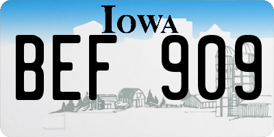 IA license plate BEF909