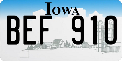 IA license plate BEF910