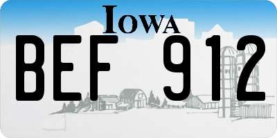 IA license plate BEF912