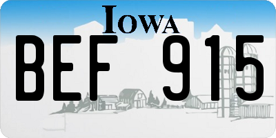 IA license plate BEF915