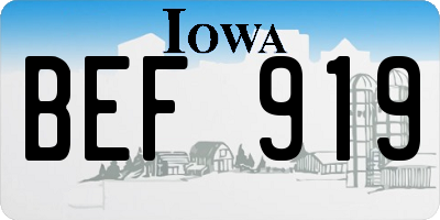 IA license plate BEF919
