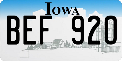 IA license plate BEF920