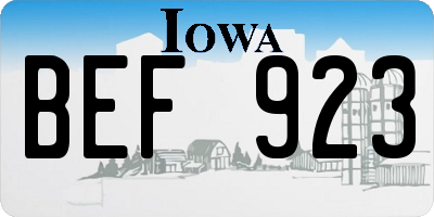 IA license plate BEF923