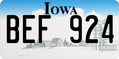 IA license plate BEF924