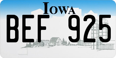 IA license plate BEF925