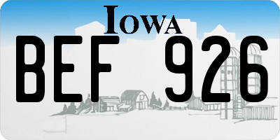 IA license plate BEF926