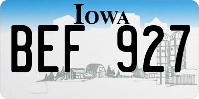IA license plate BEF927