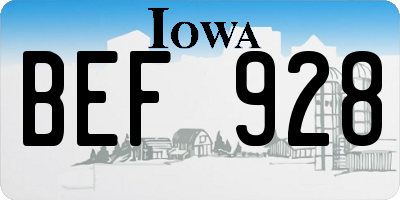 IA license plate BEF928