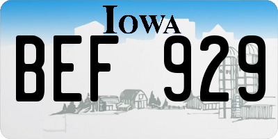 IA license plate BEF929