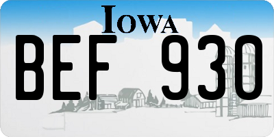IA license plate BEF930