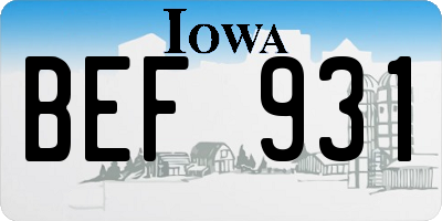IA license plate BEF931