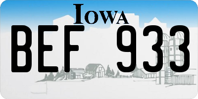 IA license plate BEF933