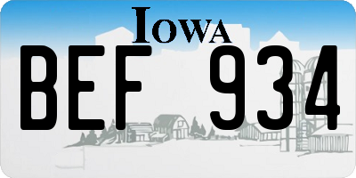 IA license plate BEF934
