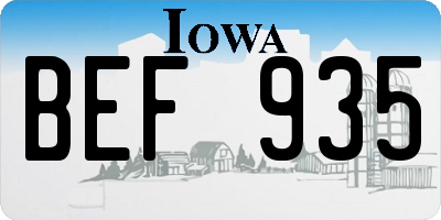 IA license plate BEF935