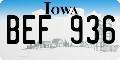IA license plate BEF936