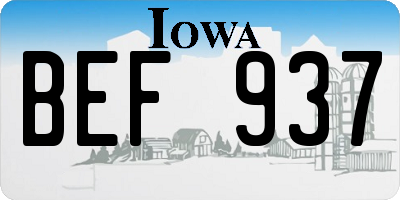 IA license plate BEF937