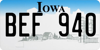 IA license plate BEF940