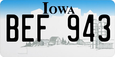 IA license plate BEF943