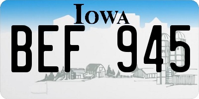 IA license plate BEF945