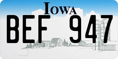 IA license plate BEF947