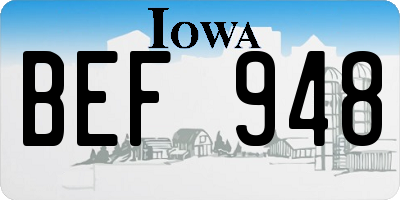 IA license plate BEF948