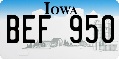 IA license plate BEF950