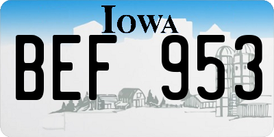 IA license plate BEF953