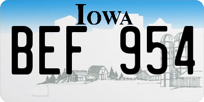 IA license plate BEF954