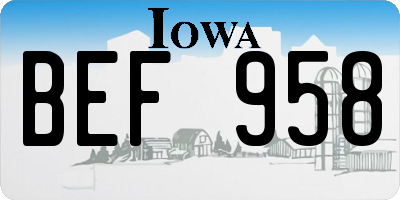 IA license plate BEF958